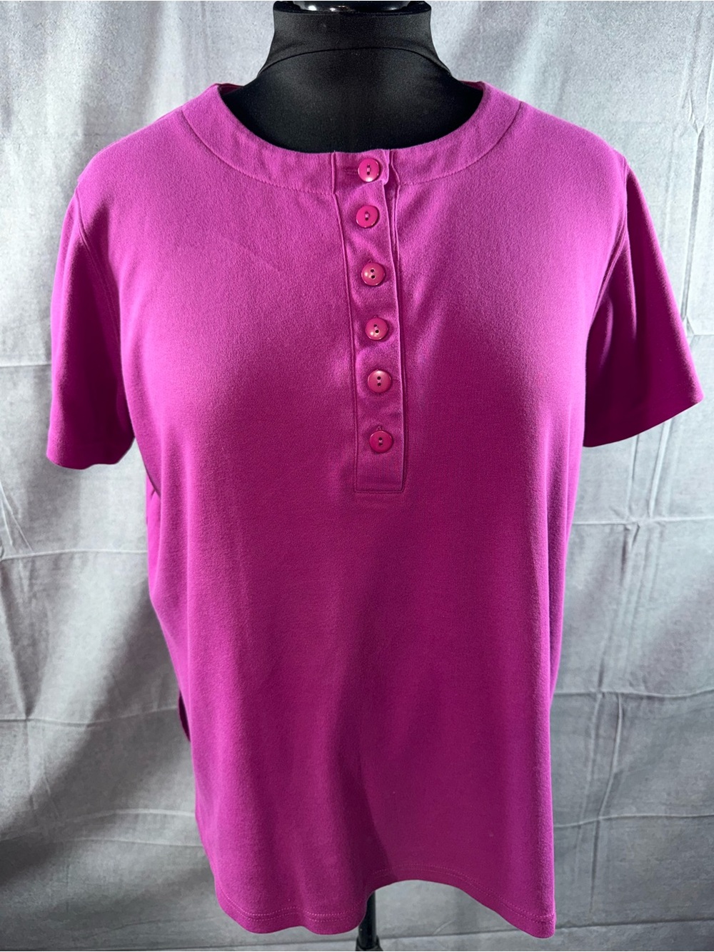 2803-Only Necessities Classic Women's Short Sleeve Button Polo - Magenta